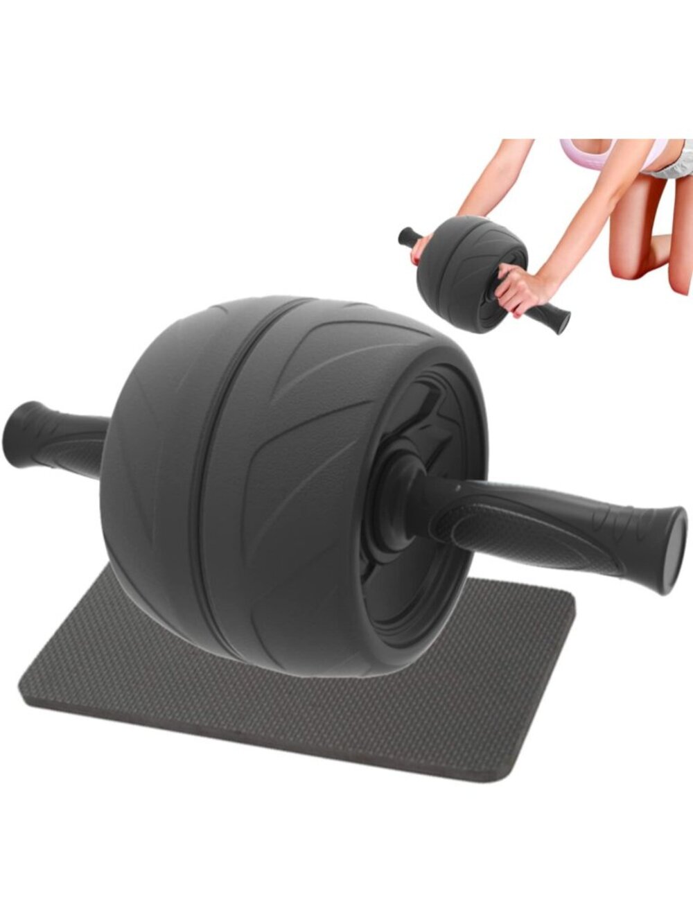 Extra Wide 5.5 Inch Black Ab Roller Wheel Core Exercise Trainer Knee Pad